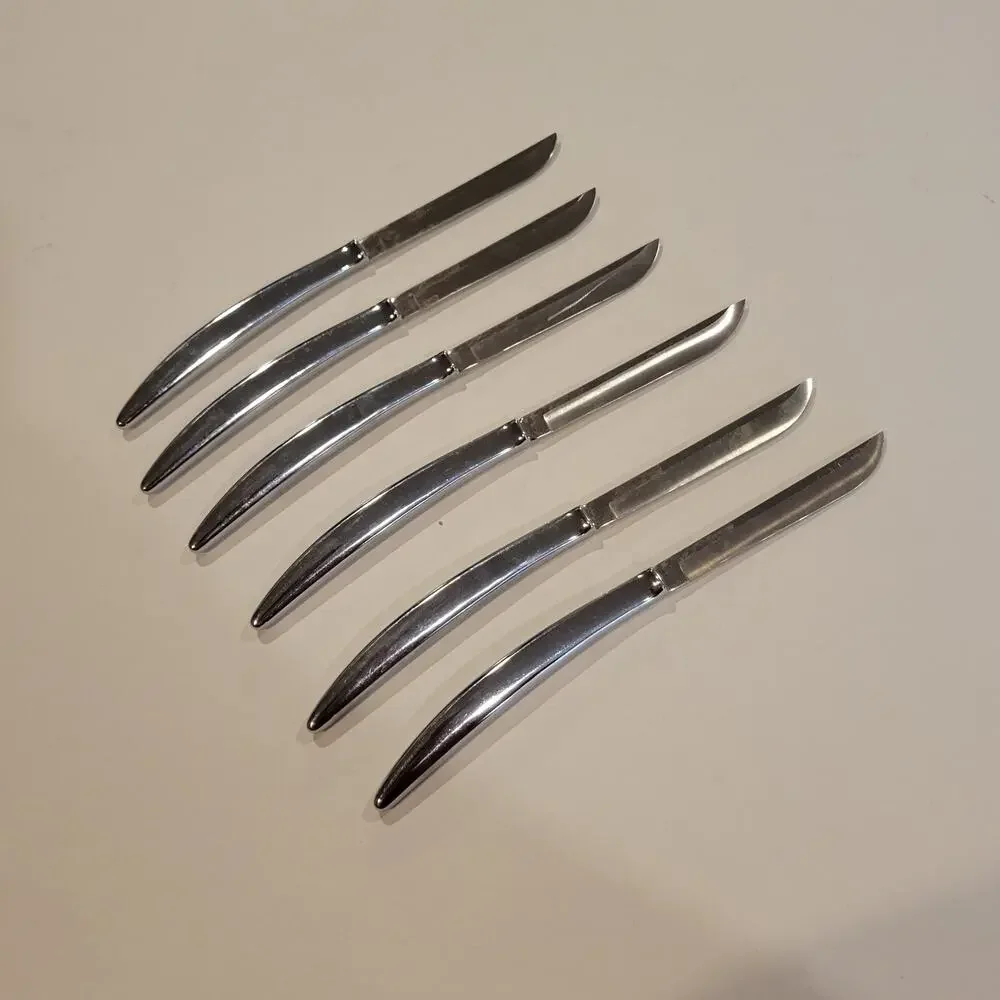 Vintage ZYLCO Electro Edge  Saladmaster 400 Set of 6 Knives Felt-Lined Wood Box